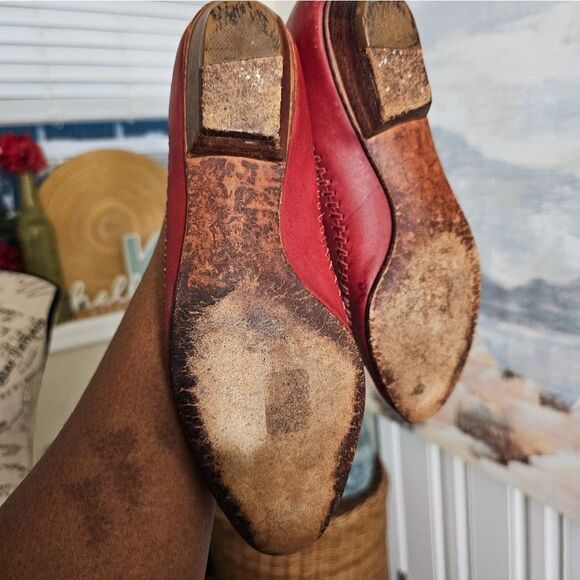 VTG Candie's Red Retro Oxford Huarache Leather Slip-On Flats Sz 8M – Rustic Wove - Picture 9 of 15